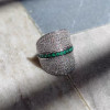 White Sapphire and Emerald Bold Cocktail Ring
