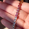 21ctw Heart Cut Multicolor Sapphire Rainbow Bracelet