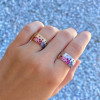 Flush Set Multicolor Sapphire Starry Band Rainbow Ring
