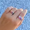 Flush Set Multicolor Sapphire Starry Band Rainbow Ring
