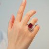 14ct Emerald Cut Ruby Vintage Cocktail Ring