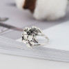925 Sterling Silver Handmade Vintage Plumeria Flower Adjustable Ring