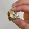 3.8ct Round Cut Paved Wide Band Wedding Ring Set
