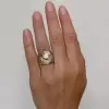 3.8ct Round Cut Paved Wide Band Wedding Ring Set
