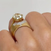3.8ct Round Cut Paved Wide Band Wedding Ring Set