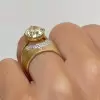 3.8ct Round Cut Paved Wide Band Wedding Ring Set