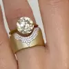3.8ct Round Cut Paved Wide Band Wedding Ring Set
