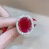8.2ct Cushion Cut Ruby Paved Halo Cocktail Ring