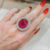 8.2ct Cushion Cut Ruby Paved Halo Cocktail Ring