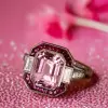 6ct Emerald Cut Pink Sapphire Vintage Engagement Ring