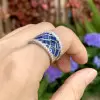 9ctw Emerald Cut Blue Sapphire Wedding Band