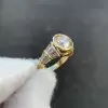 3.8ct Bezel Set Round Cut Art-deco Engagement Ring