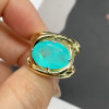 5.8ct Oval Cut Green Blue Paraiba Engagement Ring