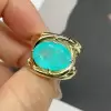 5.8ct Oval Cut Green Blue Paraiba Engagement Ring