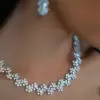 Round Cut White Sapphire Flower Necklace