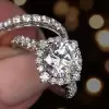 4ct Halo Round Cut White Sapphire Bridal Set