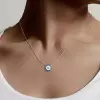 4.55ct Halo Round Cut Sapphire Necklace Pendant