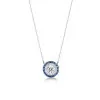 4.55ct Halo Round Cut Sapphire Necklace Pendant