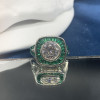 2ct Round Cut Halo Emerald Vintage Engagement Ring