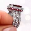 9ct Halo Emerald Cut Synthetic Ruby Engagement Ring