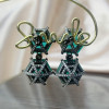 24ctw Hexagon-shaped Emerald Drop Earrings in Black Gold