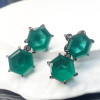 24ctw Hexagon-shaped Emerald Drop Earrings in Black Gold