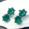 24ctw Hexagon-shaped Emerald Drop Earrings in Black Gold