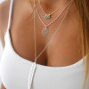 Feather & Leaf Detail Layered Chain Necklace