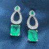 13ctw Radiant Cut Emerald Statement Earrings