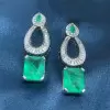 13ctw Radiant Cut Emerald Statement Earrings