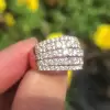 2ct Multi-Row Round Cut White Sapphire Cocktail Ring in Rose Gold