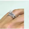 Handmade 0.75ct Princess Cut With Filigreen Band Sterling Silver Ring Set