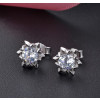 Handmade S925 Sterling Silver Snowflake Round Cut Ear Studs