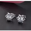 Handmade S925 Sterling Silver Snowflake Round Cut Ear Studs