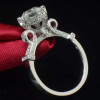 Handmade Round Cut Flower Design Sterling Silver Engagement Ring