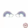 Handmade Rainbow S925 Sterling Silver Stud Earrings