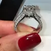 Handmade 2.0 Ct Round Cut with Sidestone Width Engagement Ring