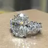 Oval Cut Sterling Silver Engagement Ring