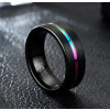 8mm Black Tungsten with 7-Coloful Fashion Men's Ring Band