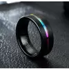 8mm Black Tungsten with 7-Coloful Fashion Men's Ring Band