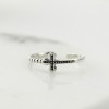 925 Sterling Silver Handmade Bead Cross Adjustable Ring