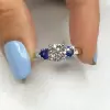 1ct Three-Stone Round Cut White Sapphire Engagement Ring