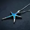 Ladies Blue Starfish Pendant Necklace
