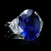 Oval Cut Blue Sapphire Ring & Earrings Jewelry Set
