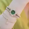 Fashion Classic Diamond and Emerald Watch