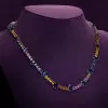 60ctw Pear and Cushion Cut Rainbow Sapphire Necklace