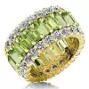 7.8ct Emerald Cut Peridot Eternity Wedding Band
