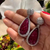 15ctw Vintage Cushion Cut Ruby Invisible Setting Earrings