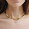 6.21ctw Oval Cut White Sapphire Torque Necklace