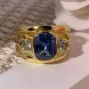 3ctw Cushion Cut Sapphire Three-Stone Ring